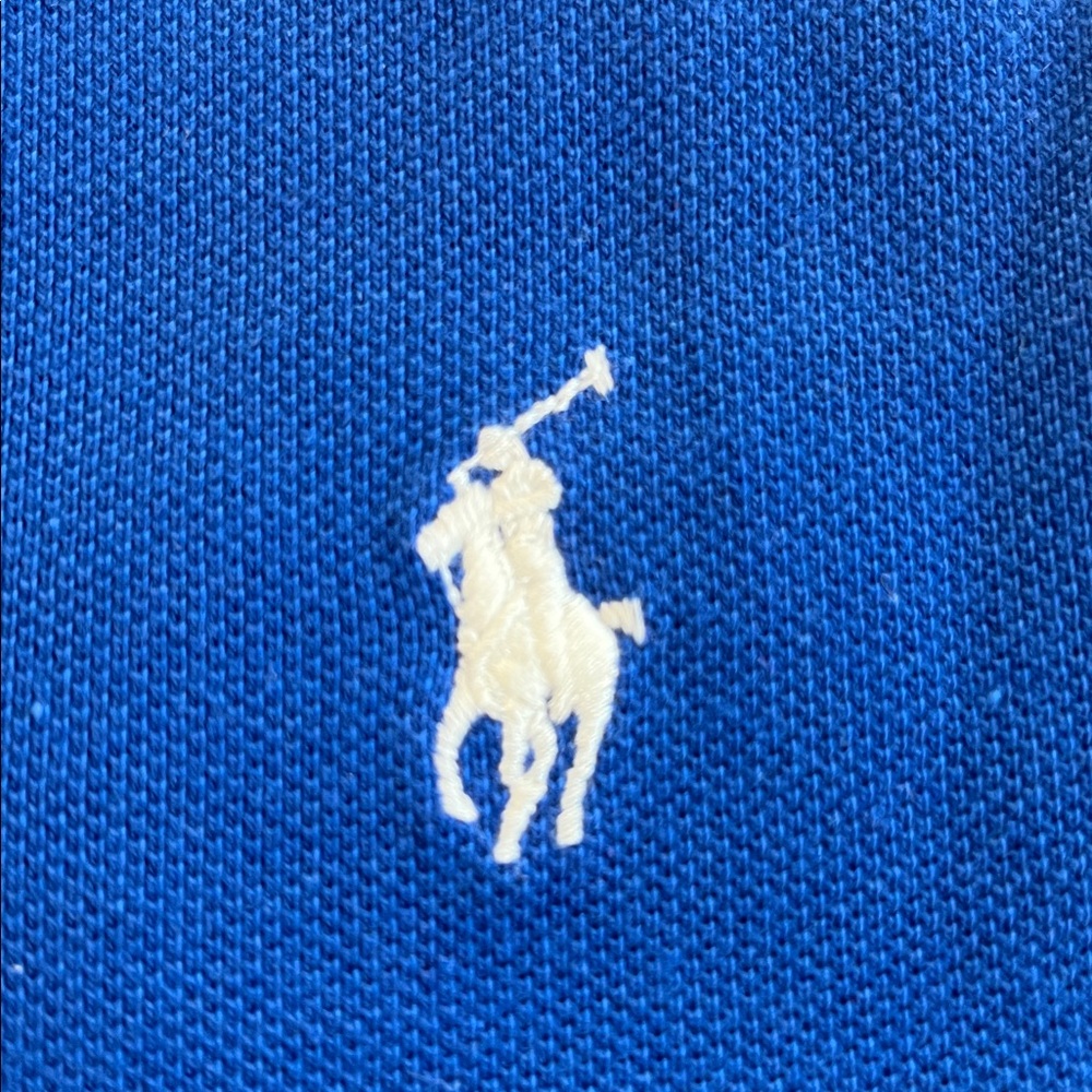 NWT Polo by Ralph Lauren Men's Cotton Mesh Polo Shirt. Royal/Navy Blue Stripes. - Picture 10 of 16
